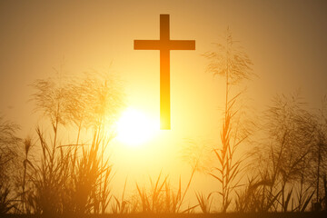 The cross is In the sky and bright light