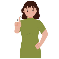 Portrait woman gesturing no sign or stop sign with a finger illustration