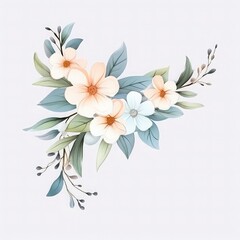 Fototapeta na wymiar Nature inspired watercolor blooms for design
