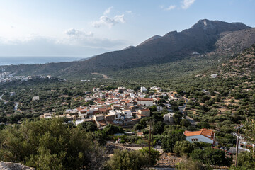 Fototapeta na wymiar panoramic landscape with elements of the landscape of the island of Crete on a summer day