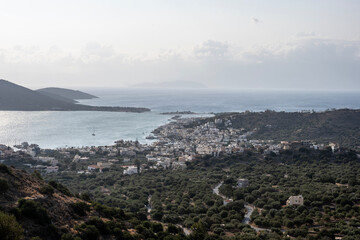 Fototapeta na wymiar panoramic view of the sea bay of the island of Crete on a summer day