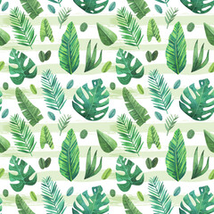 seamless leaves on a clear background, Generative AI