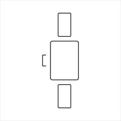 Smart watch icon . Thin line. Vector on a white background.