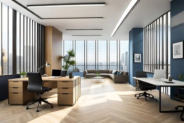 modern office interior with furniture