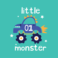 print design cute monster car drawing as vector © MKE PRINT LAB.