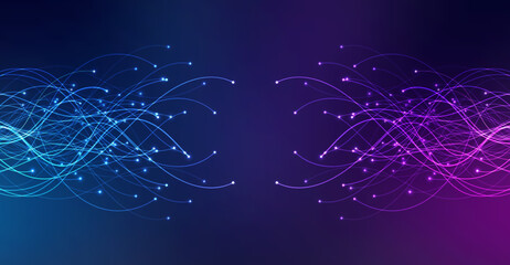 Ai technology. Concept of artificial intelligence. Blue and dots lines. Digital, communication, science, networks