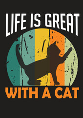 TYPOGRAPHY AND VINTAGE CAT T SHIRT DESIGN