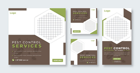 Pest Control Services Social Media Post for Online Marketing Promotion Banner, Story and Web Internet Ads Flyer