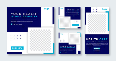 Health Care and Medical Social Media Post for Online Marketing Promotion Banner, Story and Web Internet Ads Flyer