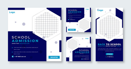 School Admission Social Media Post for Online Marketing Promotion Banner, Story and Web Internet Ads Flyer