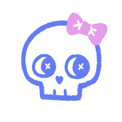 A cute little baby skull with bombastic side eyes on white background