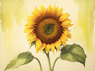 Sunflower watercolor retro nice photo