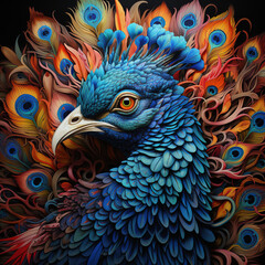 Obraz premium Image of a peacock beautiful. Bird. Wildlife Animals., Generative AI, Illustration.