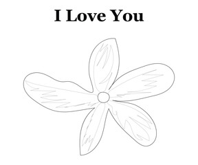 Line art flower on white background with vector illustrations