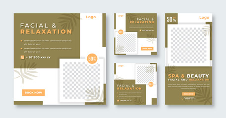 Spa and Massage Social Media Post for Online Marketing Promotion Banner, Story and Web Internet Ads Flyer