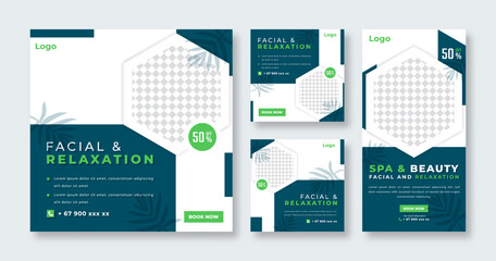Spa and Massage Social Media Post for Online Marketing Promotion Banner, Story and Web Internet Ads Flyer