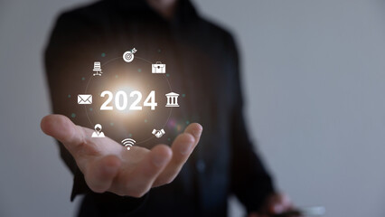 2024 new year for future business development related to artificial intelligence (AI) digital...