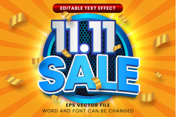 11 November sale promotion 3d editable vector text effect