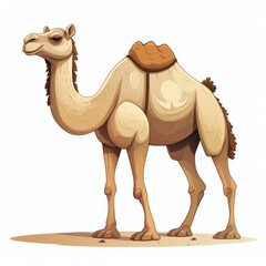 Camel cartoon on white background, AI generated Image