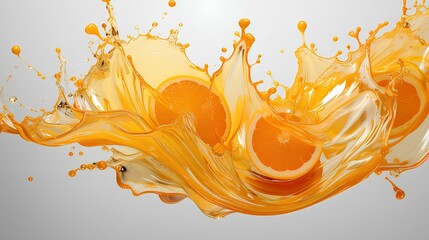 liquid splashed from an orange.transparent cutout, Generative AI