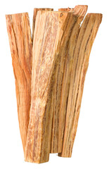 Aromatic cedar wood sticks isolated on white background, top view.