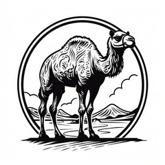 Black and white camel logo, AI generated Image