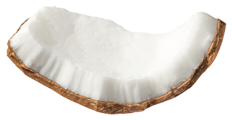 Fresh coconut meat isolated on white background.