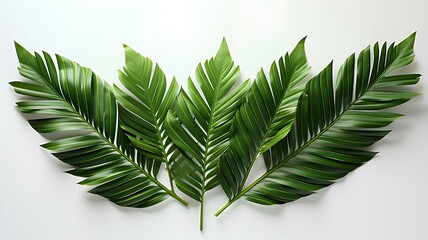 Design of a palm leaf on a pure white background, Generative AI