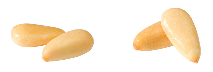 Roasted pine nuts isolated on the white background.