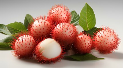 a transparent background with an illustration of rambutans, Generative AI