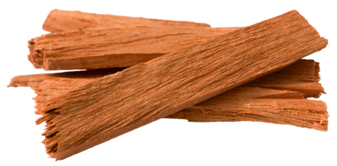 Red sandalwood sticks isolated on white background.