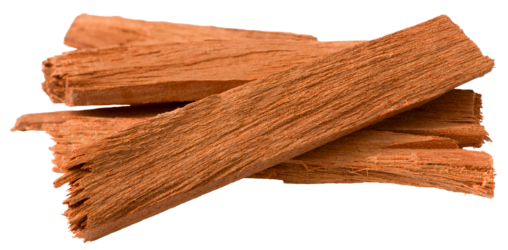 Red sandalwood sticks isolated on white background.