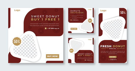 Delicious Doughnuts Donut Social Media Post for Online Marketing Promotion Banner, Story and Web Internet Ads Flyer