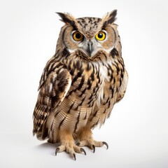 Fototapeta premium Owl on white background, AI generated Image
