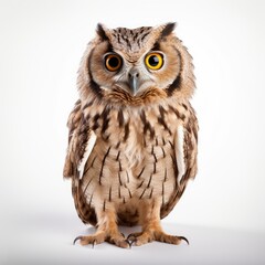 Owl on white background, AI generated Image