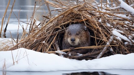 Patiently, beavers craft winter fortresses, lodges shielded from biting winds.