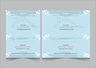 Set of house warming party invitation poster, flyer and square size banner, vector illustration eps 10