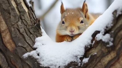 Squirrels forage, storing morsels beneath the frost-kissed ground.