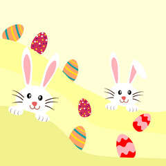 Bundle Happy easter with white rabbit, egg and lettering. creative design for banner, Greeting card, or social media post.