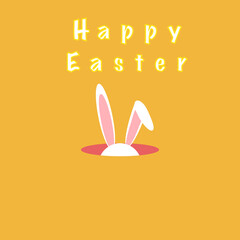Bundle Happy easter with white rabbit, egg and lettering. creative design for banner, Greeting card, or social media post.