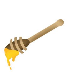 honey dripping from a wooden dipper