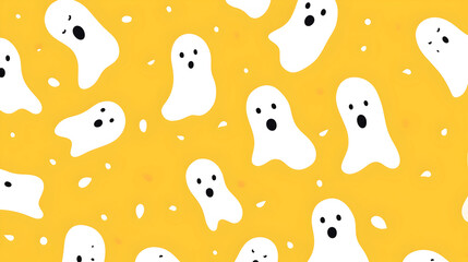 Fun ghost abstract seamless pattern. Creative minimalist style art background for children or trendy design with basic shapes. Simple childish scribble backdrop