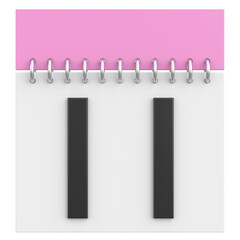 3D calendar. Day 11. Eleventh day of the month. 3D illustration.