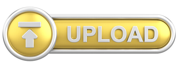 3D upload button. 3D illustration.