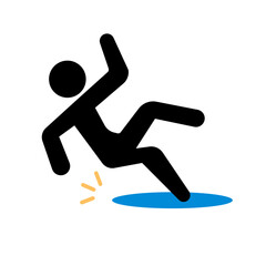 Person slipping in puddle. Vector.