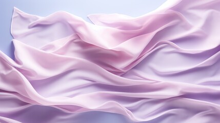 Fototapeta premium Beautiful silk pastel purple violet white cloth floating flying in the air. Mock up template for product presentation. 3D rendering