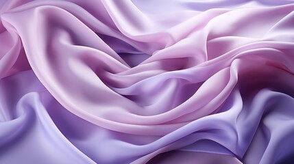 Beautiful silk pastel purple violet white cloth floating flying in the air. Mock up template for product presentation. 3D rendering