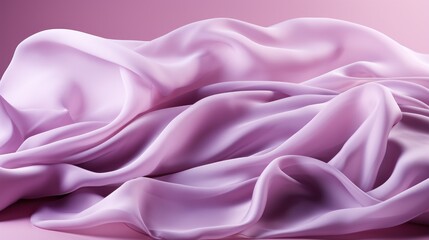 Fototapeta premium Beautiful silk pastel purple violet white cloth floating flying in the air. Mock up template for product presentation. 3D rendering