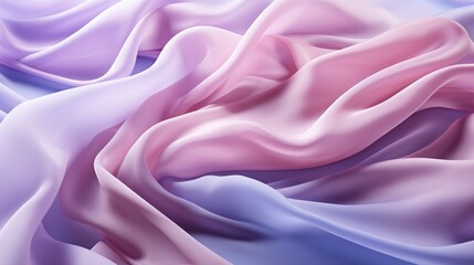 Beautiful silk pastel purple violet white cloth floating flying in the air. Mock up template for product presentation. 3D rendering