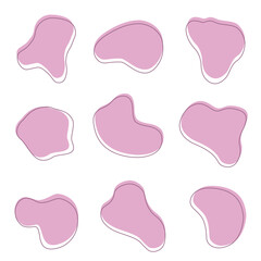 Liquid graphic shape design element. Vector background or liquid abstract geometric modern splash. Pink amyoba with frame.